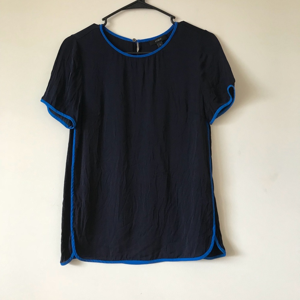 J.Crew top. Sporty athleisure look. Navy Silk